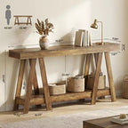 2-Tier Farmhouse End Table with A-Frame Rustic Side Table for Living Room