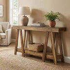 2-Tier Farmhouse End Table with A-Frame Rustic Side Table for Living Room
