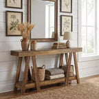 2-Tier Farmhouse End Table with A-Frame Rustic Side Table for Living Room