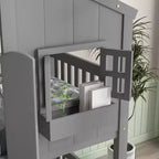Twin over Twin House Bunk Bed with Roof and Window, Low Height Safety Design