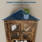 66.9" Tall Corner Storage Cabinet with Glass Door and Adjustable Shelves