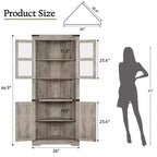 66.9" Tall Corner Storage Cabinet with Glass Door and Adjustable Shelves