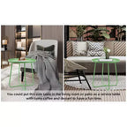 Small Round Metal Outdoor Side Table with Weatherproof Powder Coat Finish, Green