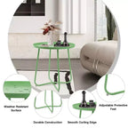 Small Round Metal Outdoor Side Table with Weatherproof Powder Coat Finish, Green