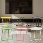 Small Round Metal Outdoor Side Table with Weatherproof Powder Coat Finish, Green