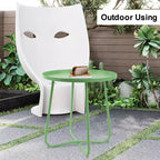 Small Round Metal Outdoor Side Table with Weatherproof Powder Coat Finish, Green