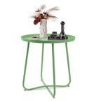 Small Round Metal Outdoor Side Table with Weatherproof Powder Coat Finish, Green