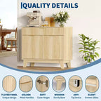 Fluted Sideboard Buffet Cabinet with Adjustable Shelf and Drawer