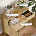 Fluted Sideboard Buffet Cabinet with Adjustable Shelf and Drawer