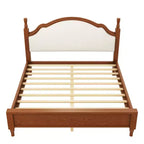 Wood Platform Bed with Upholstered Headboard