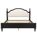 Wood Platform Bed with Upholstered Headboard