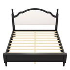Wood Platform Bed with Upholstered Headboard