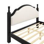 Wood Platform Bed with Upholstered Headboard