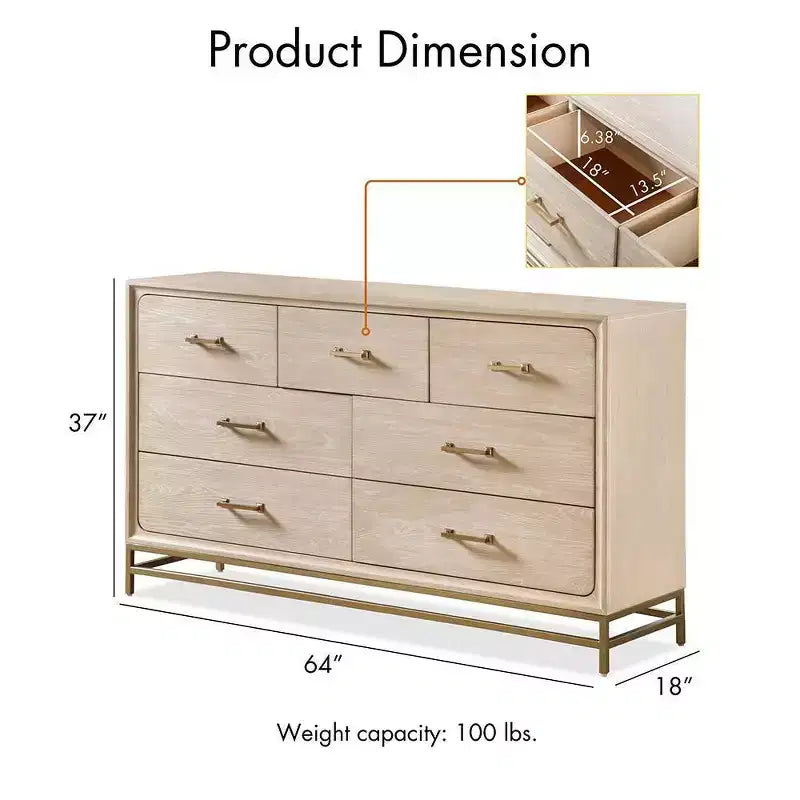 7-Drawer Dresser with Oak Finish