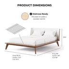 Full Mid-Century Modern Boucle Curved Headboard Platform Bed - Walnut