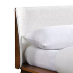 Full Mid-Century Modern Boucle Curved Headboard Platform Bed - Walnut