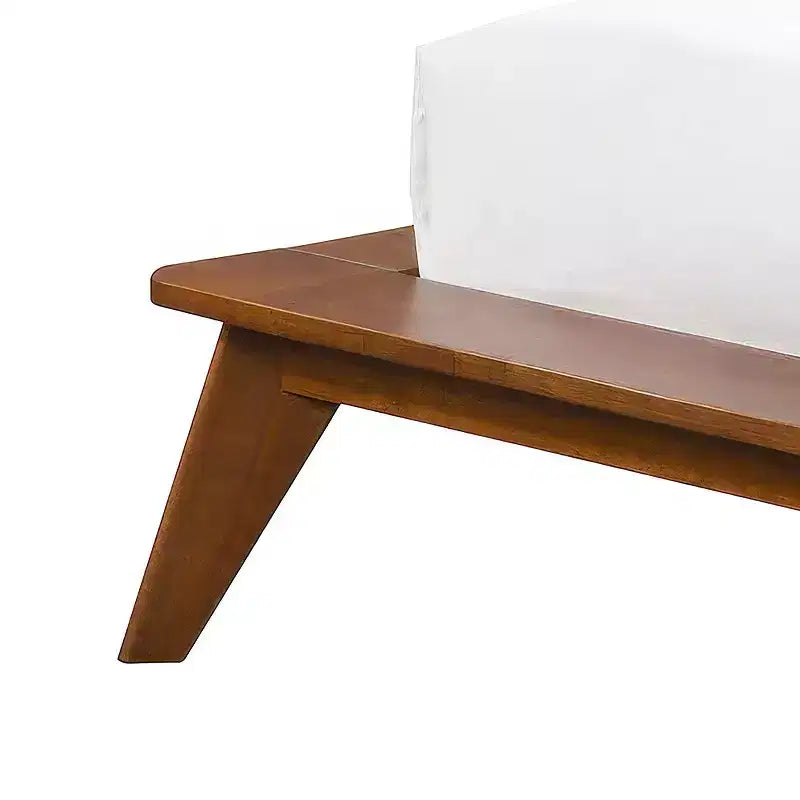 Full Mid-Century Modern Boucle Curved Headboard Platform Bed - Walnut