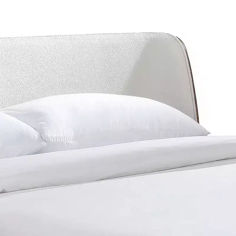 Full Mid-Century Modern Boucle Curved Headboard Platform Bed - Walnut