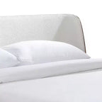 Full Mid-Century Modern Boucle Curved Headboard Platform Bed - Walnut