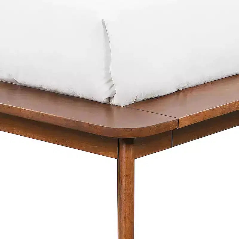 Full Mid-Century Modern Boucle Curved Headboard Platform Bed - Walnut