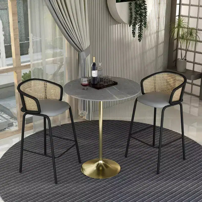 36" Round Bar-Height Dining Table with Sintered Stone Top and Pedestal Base