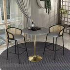 36" Round Bar-Height Dining Table with Sintered Stone Top and Pedestal Base