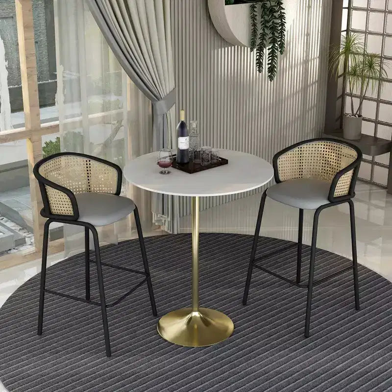 36" Round Bar-Height Dining Table with Sintered Stone Top and Pedestal Base
