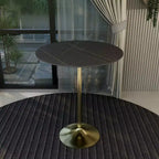 36" Round Bar-Height Dining Table with Sintered Stone Top and Pedestal Base