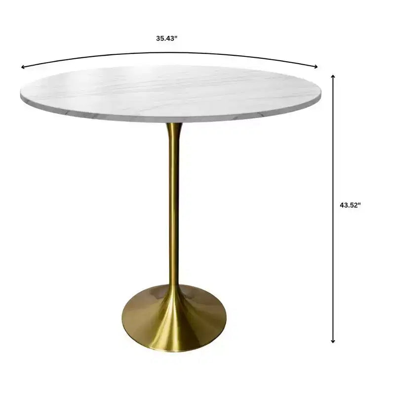 36" Round Bar-Height Dining Table with Sintered Stone Top and Pedestal Base