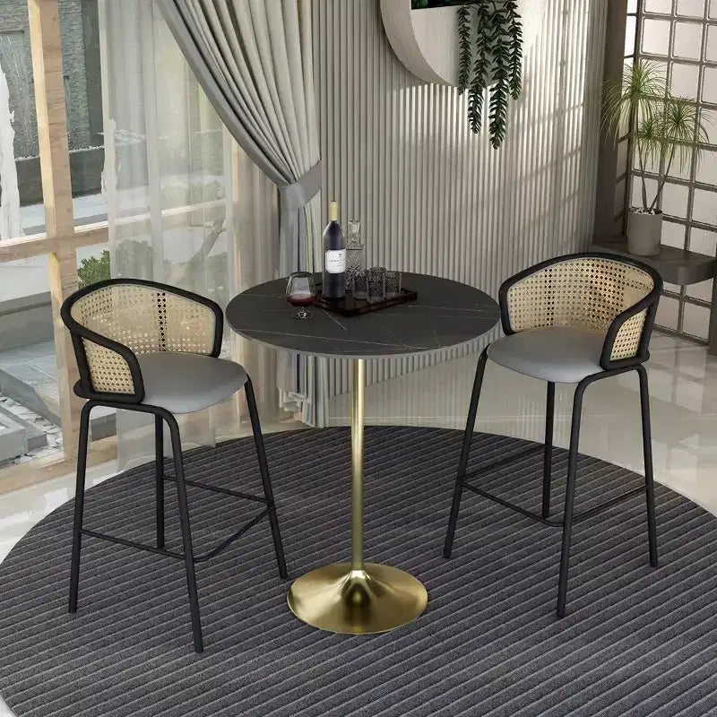 36" Round Bar-Height Dining Table with Sintered Stone Top and Pedestal Base