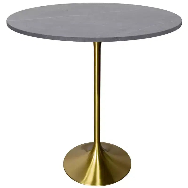 36" Round Bar-Height Dining Table with Sintered Stone Top and Pedestal Base