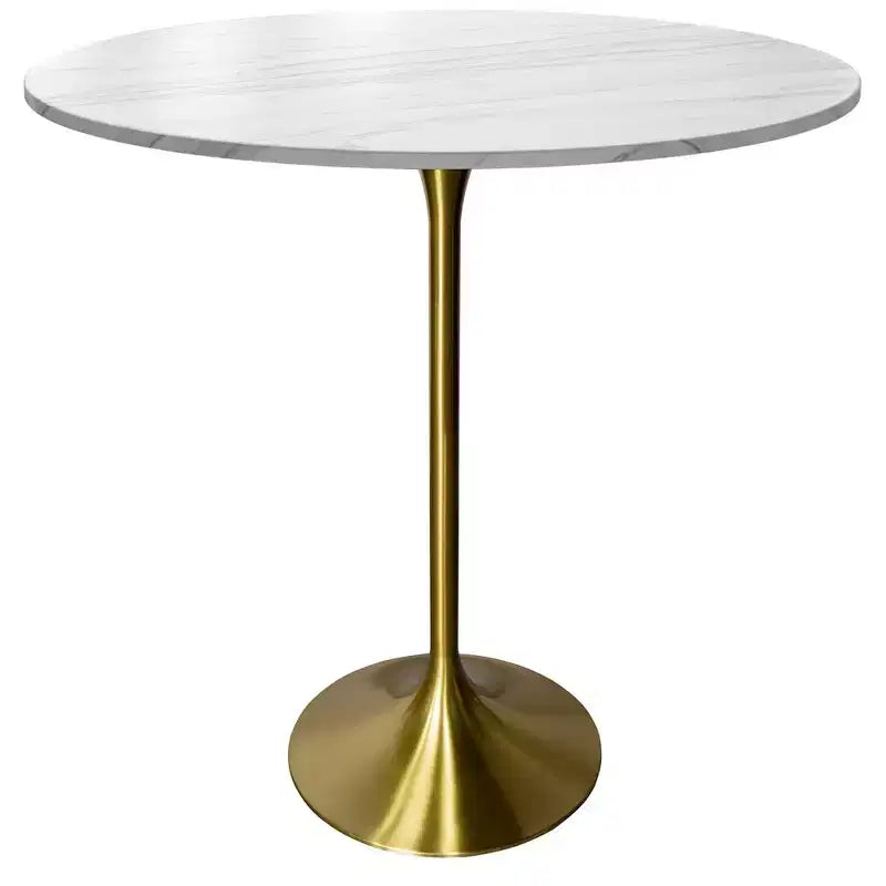 36" Round Bar-Height Dining Table with Sintered Stone Top and Pedestal Base