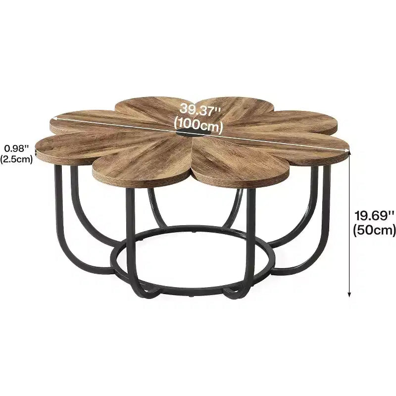 Round Petal Coffee Table, 39.4 Inch