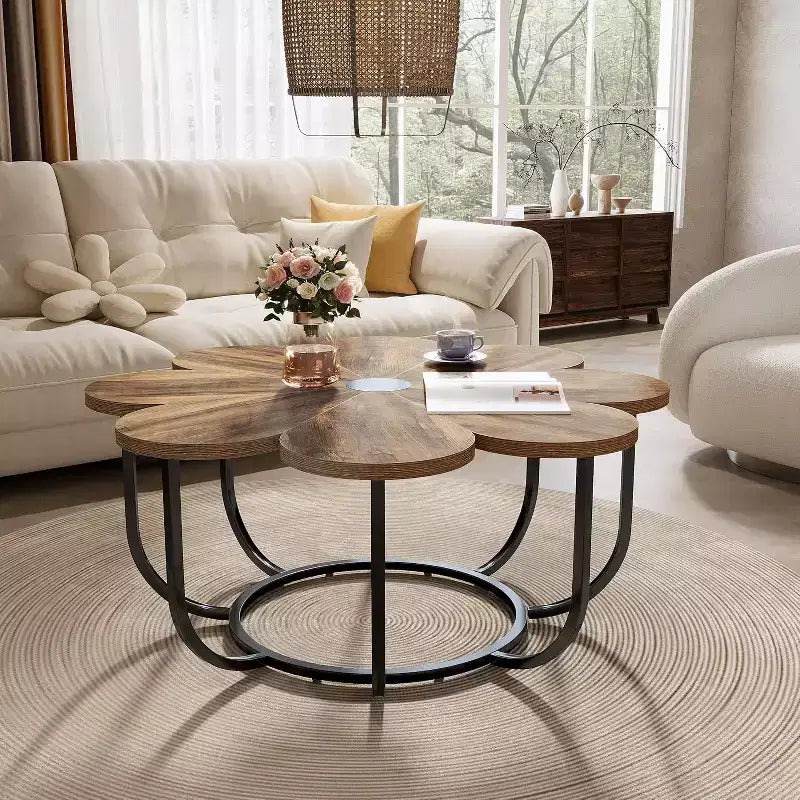 Round Petal Coffee Table, 39.4 Inch