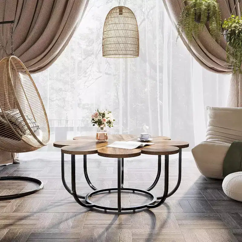 Round Petal Coffee Table, 39.4 Inch