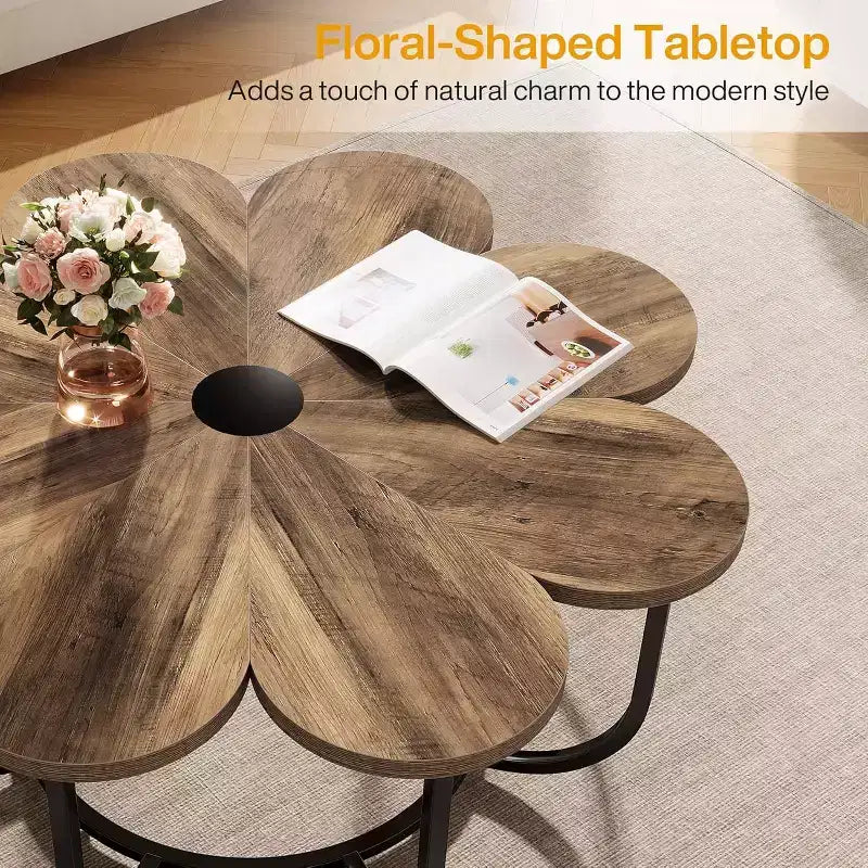Round Petal Coffee Table, 39.4 Inch