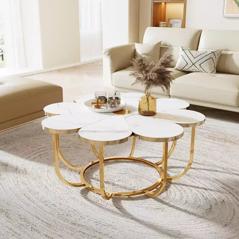 Round Petal Coffee Table, 39.4 Inch