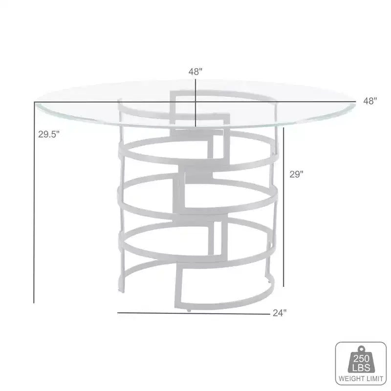 Round Glass Dining Table with Metal Base