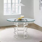 Round Glass Dining Table with Metal Base