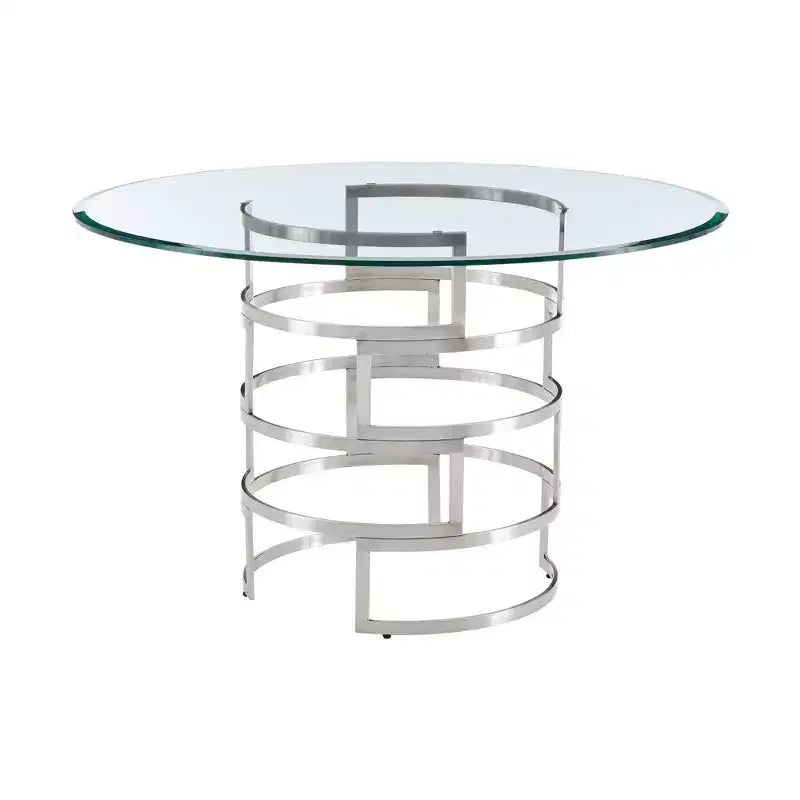 Round Glass Dining Table with Metal Base
