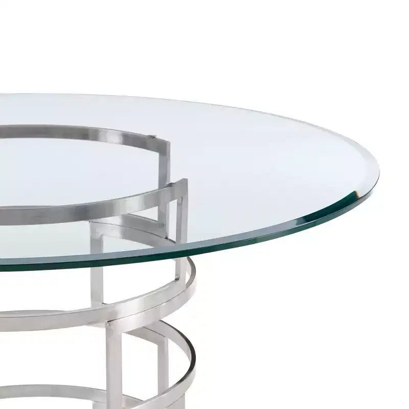Round Glass Dining Table with Metal Base