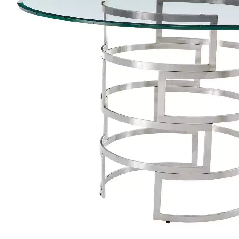 Round Glass Dining Table with Metal Base