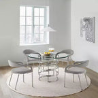 Round Glass Dining Table with Metal Base