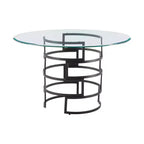 Round Glass Dining Table with Metal Base