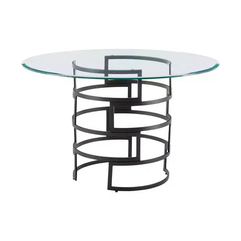 Round Glass Dining Table with Metal Base