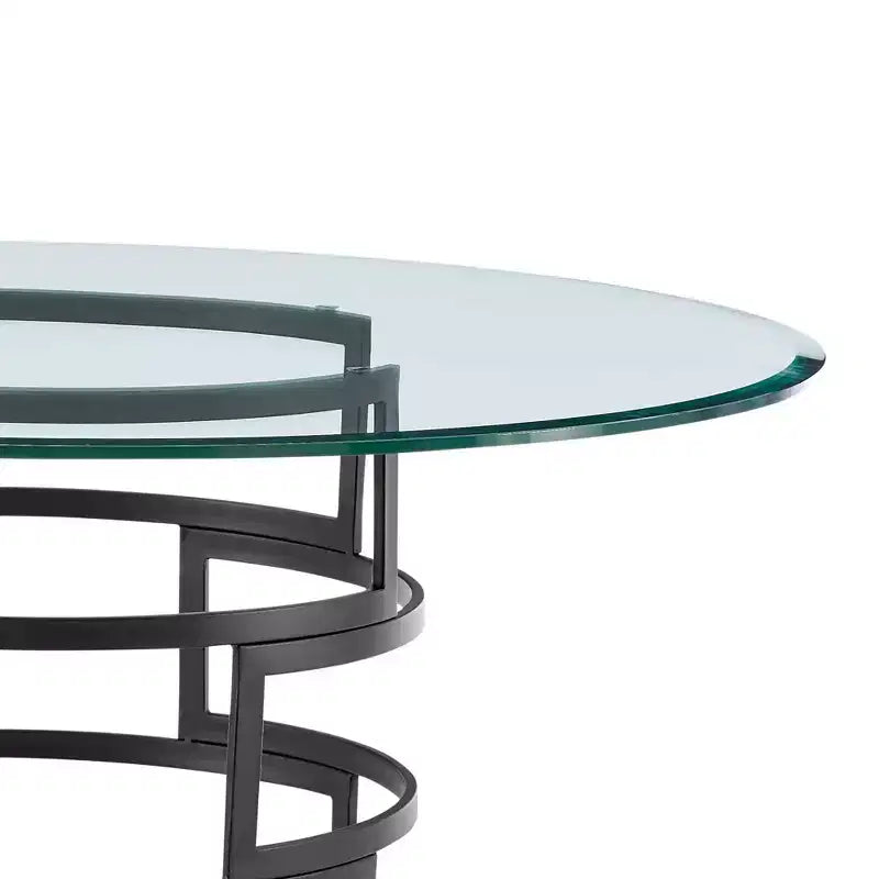 Round Glass Dining Table with Metal Base