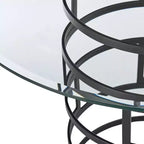 Round Glass Dining Table with Metal Base