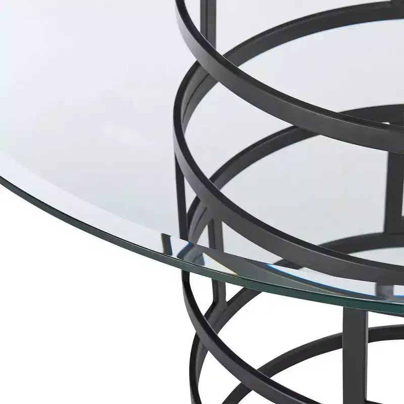 Round Glass Dining Table with Metal Base