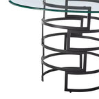 Round Glass Dining Table with Metal Base