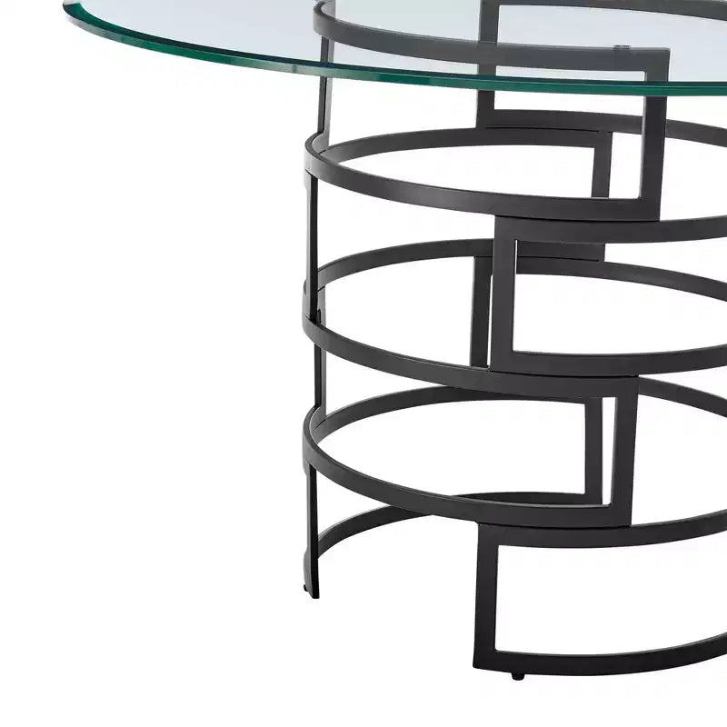 Round Glass Dining Table with Metal Base